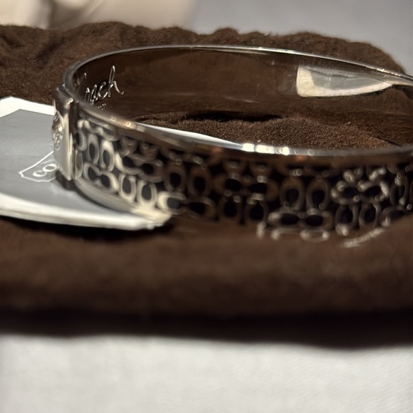 Coach Wide Silver Tone Bangle Bracelet - Picture 4 of 5